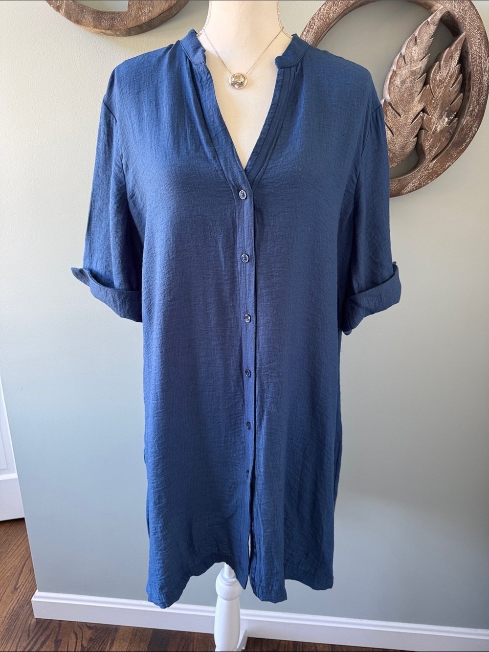 Chico's Deep Blue Button-Front Tunic. Chico’s size 3 or XL